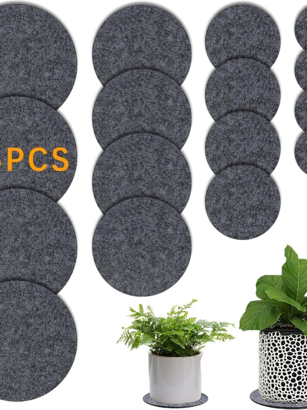 16 PCS Absorbent Waterproof Plant Coasters mat,4 Size 4/6/ 8/10 Inch Reversible